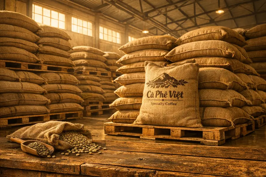 Kho cà phê nhân sỉ của Phi Hổ Coffee
