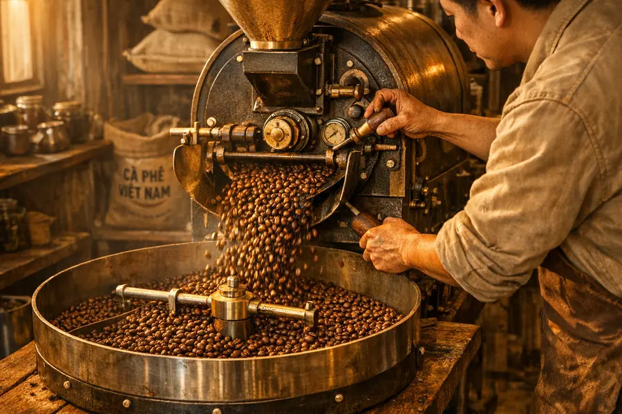 Quy trình rang cà phê thủ công tại Phi Hổ Coffee